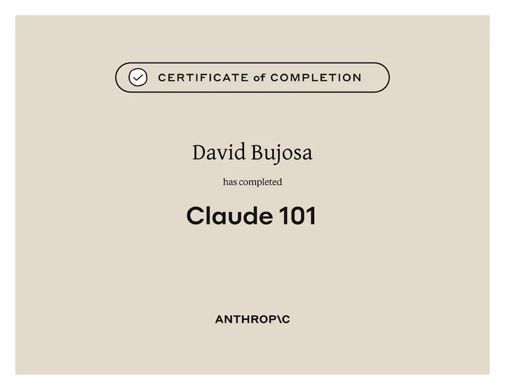 Certificate: Claude 101
